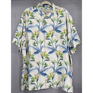 Men’s Tommy Bahama Camp Floral‎ Hawaiian Button Up 100% Silk Shirt Size Large